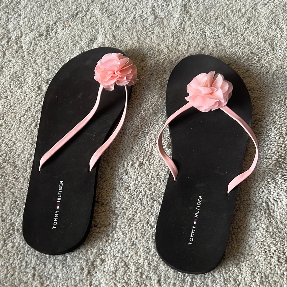 Tommy Hilfiger Black and Pink Sandals